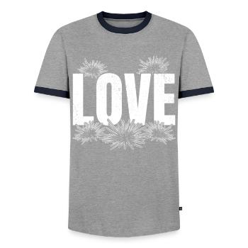 LIEBE Seeigel Meerestier Seeigel-Liebhaber LIEBE - Männer Kontrast-T-Shirt - Grau/Navy  - Vorne - AI Model Female 172 light (172cm) & AI Model Male 178 light (178cm)