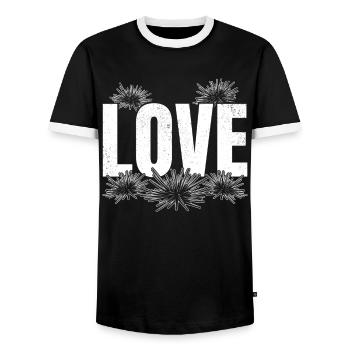 LOVE Sea Urchin Sea Creature Sea Urchin Lovers LOVE - Men's Ringer Shirt - black/white - Front - AI Model Female 172 light (172cm) & AI Model Male 178 light (178cm)