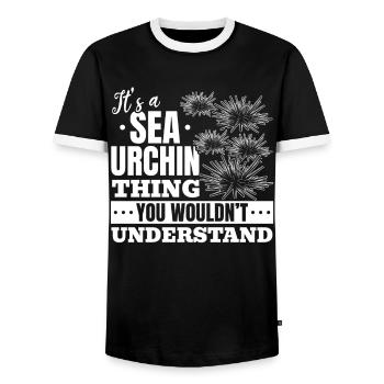 Es ist eine Sache mit Seeigeln, die Sie nicht - Männer Kontrast-T-Shirt - Schwarz/Weiß - Vorne - AI Model Female 172 light (172cm) & AI Model Male 178 light (178cm)
