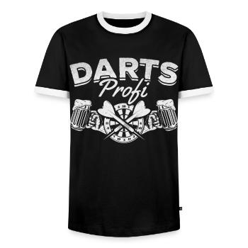 Darts Profi Dartspieler Dartspiel Darts Profi - Männer Kontrast-T-Shirt - Schwarz/Weiß - Vorne - AI Model Female 172 light (172cm) & AI Model Male 178 light (178cm)