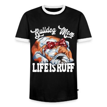 Mama Bulldog Maman Chiens Ami à quatre pattes Meilleur ami - T-shirt contrasté Homme - noir/blanc - Devant - AI Model Female 172 light (172cm) & AI Model Male 178 light (178cm)