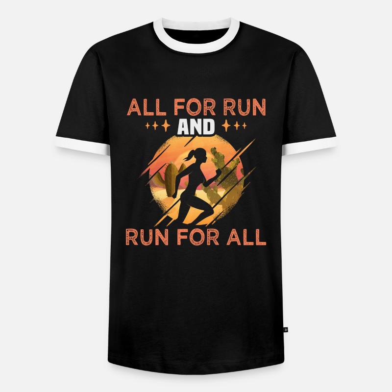Running Marathon Runner Running - Men's Ringer Shirt - black/white