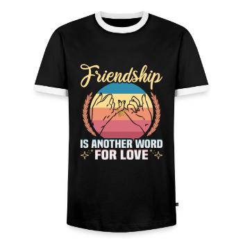 Friendship gift for good friend - Men's Ringer Shirt - black/white - Front - AI Model Female 172 light (172cm) & AI Model Male 178 light (178cm)