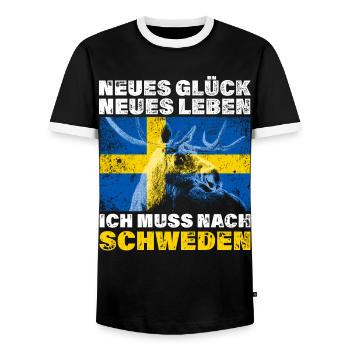 Ich Muss Nach Schweden Flagge Auswandern Urlaub - Männer Kontrast-T-Shirt - Schwarz/Weiß - Vorne - AI Model Female 172 light (172cm) & AI Model Male 178 light (178cm)