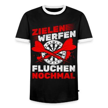 Darts Dartspiel Dart Spieler - Zielen Werfen - Männer Kontrast-T-Shirt - Schwarz/Weiß - Vorne - AI Model Female 172 light (172cm) & AI Model Male 178 light (178cm)