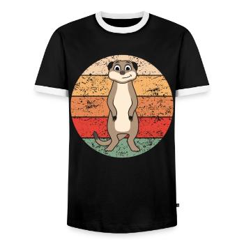 Meerkat Lover Retro Gift Funny Animals - Men's Ringer Shirt - black/white - Front - AI Model Female 172 light (172cm) & AI Model Male 178 light (178cm)