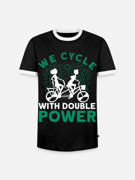 We Cycle With Double Power Tandem Bicycle - Men's Ringer Shirt - black/white