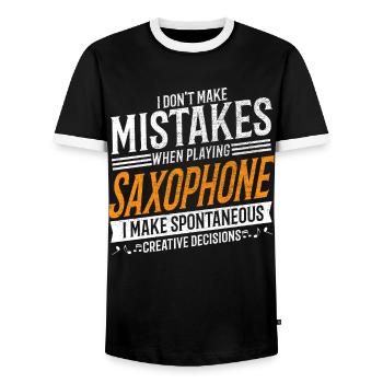 Saxophonist Musikliebhaber Kreativer Saxophonist - Männer Kontrast-T-Shirt - Schwarz/Weiß - Vorne - AI Model Female 172 light (172cm) & AI Model Male 178 light (178cm)