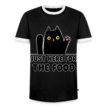 Foodie Kitty Femmes Drôle de Chat - T-shirt contrasté Homme - noir/blanc - Devant - AI Model Female 172 light (172cm) & AI Model Male 178 light (178cm)