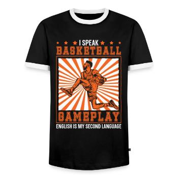Basketballtrainer Basketball Trainer Coach - Männer Kontrast-T-Shirt - Schwarz/Weiß - Vorne - AI Model Female 172 light (172cm) & AI Model Male 178 light (178cm)