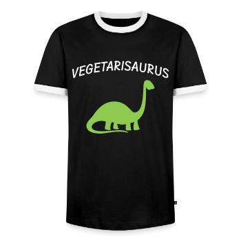 Vegetarier Dinosaurier - Männer Kontrast-T-Shirt - Schwarz/Weiß - Vorne - AI Model Female 172 light (172cm) & AI Model Male 178 light (178cm)