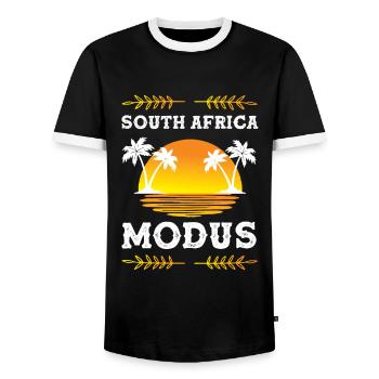 South Africa Modus - Männer Kontrast-T-Shirt - Schwarz/Weiß - Vorne - AI Model Female 172 light (172cm) & AI Model Male 178 light (178cm)
