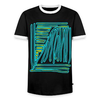 kaligraphie dessin turkis jaune - T-shirt contrasté Homme - noir/blanc - Devant - AI Model Female 172 light (172cm) & AI Model Male 178 light (178cm)
