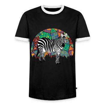Zebra Africa Horse Hipster Gift Animal Stripe - T-shirt contrasté Homme - noir/blanc - Devant - AI Model Female 172 light (172cm) & AI Model Male 178 light (178cm)