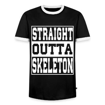 Skeleton saying funny - Men's Ringer Shirt - black/white - Front - AI Model Female 172 light (172cm) & AI Model Male 178 light (178cm)