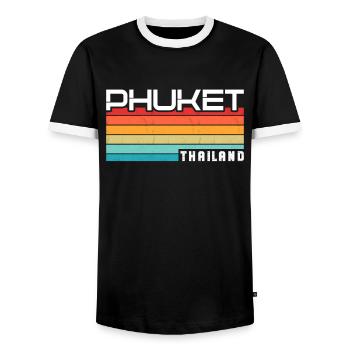 Vintage Thaïlande Vacances Asie Coucher de Soleil Phuket - T-shirt contrasté Homme - noir/blanc - Devant - AI Model Female 172 light (172cm) & AI Model Male 178 light (178cm)