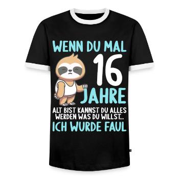 Wenn du groß bist ich wurde Faul 16. Geburtstag - Männer Kontrast-T-Shirt - Schwarz/Weiß - Vorne - AI Model Female 172 light (172cm) & AI Model Male 178 light (178cm)