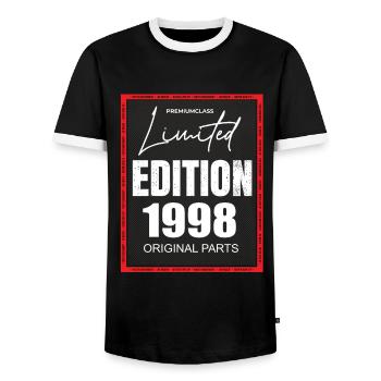 Édition limitée 1998 - T-shirt contrasté Homme - noir/blanc - Devant - AI Model Female 172 light (172cm) & AI Model Male 178 light (178cm)