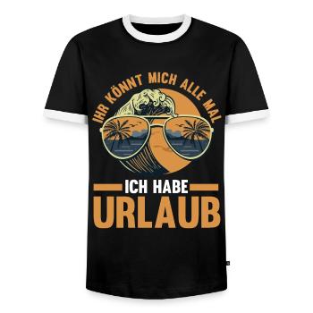 Ihr könnt mich alle mal ich fliege in den Urlaub - Männer Kontrast-T-Shirt - Schwarz/Weiß - Vorne - AI Model Female 172 light (172cm) & AI Model Male 178 light (178cm)