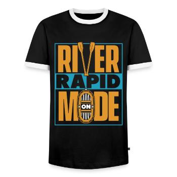 Rafting Wildwasser Kanu Kajak - Männer Kontrast-T-Shirt - Schwarz/Weiß - Vorne - AI Model Female 172 light (172cm) & AI Model Male 178 light (178cm)