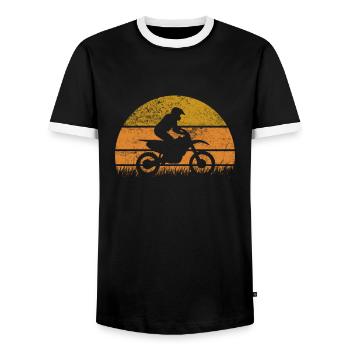 Motocross Dirt Bike Rétro Supercross Vintage MX - T-shirt contrasté Homme - noir/blanc - Devant - AI Model Female 172 light (172cm) & AI Model Male 178 light (178cm)