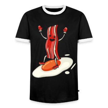 Baconholic Fleischliebhaber Bacon Eater Keto Ketog - Männer Kontrast-T-Shirt - Schwarz/Weiß - Vorne - AI Model Female 172 light (172cm) & AI Model Male 178 light (178cm)