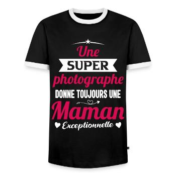 Photographe Maman Exceptionnelle Cadeau Drôle - T-shirt contrasté Homme - noir/blanc - Devant - AI Model Female 172 light (172cm) & AI Model Male 178 light (178cm)