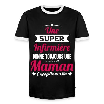 Maman Infirmière exceptionnelle Cadeau - T-shirt contrasté Homme - noir/blanc - Devant - AI Model Female 172 light (172cm) & AI Model Male 178 light (178cm)