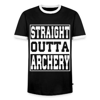 Bogenschießen Spruch lustig - Männer Kontrast-T-Shirt - Schwarz/Weiß - Vorne - AI Model Female 172 light (172cm) & AI Model Male 178 light (178cm)
