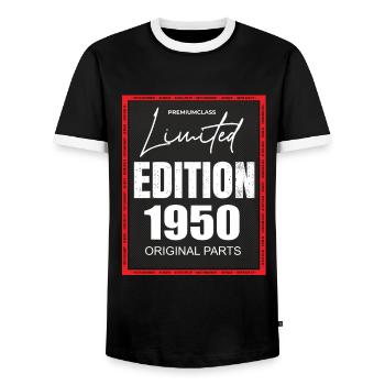 Limited Edition 1950 - Männer Kontrast-T-Shirt - Schwarz/Weiß - Vorne - AI Model Female 172 light (172cm) & AI Model Male 178 light (178cm)
