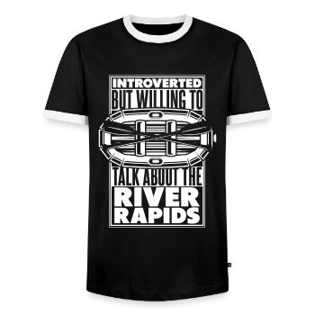 Rafting Wildwasser Kanu Kajak - Männer Kontrast-T-Shirt - Schwarz/Weiß - Vorne - AI Model Female 172 light (172cm) & AI Model Male 178 light (178cm)