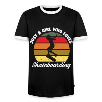 Skateboard Skateboard Skateboarder Patinage - T-shirt contrasté Homme - noir/blanc - Devant - AI Model Female 172 light (172cm) & AI Model Male 178 light (178cm)