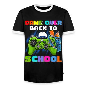 Game Over Retour à l’école - T-shirt contrasté Homme - noir/blanc - Devant - AI Model Female 172 light (172cm) & AI Model Male 178 light (178cm)