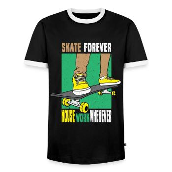 Skateboard Skateboard Skateboarder Patinage - T-shirt contrasté Homme - noir/blanc - Devant - AI Model Female 172 light (172cm) & AI Model Male 178 light (178cm)