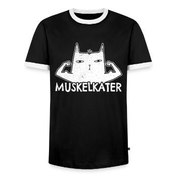 Bodybuilding Bodybuilder Fitness Gym Muskelkater - Männer Kontrast-T-Shirt - Schwarz/Weiß - Vorne - AI Model Female 172 light (172cm) & AI Model Male 178 light (178cm)