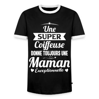Coiffeuse cadeau drôle maman future coiffure - T-shirt contrasté Homme - noir/blanc - Devant - AI Model Female 172 light (172cm) & AI Model Male 178 light (178cm)