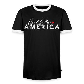 God Bless Ameria Patriotic - Männer Kontrast-T-Shirt - Schwarz/Weiß - Vorne - AI Model Female 172 light (172cm) & AI Model Male 178 light (178cm)