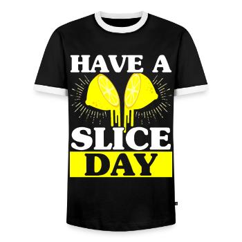 Have A Slice Day lemonade stand Lemon Lover Fruit - Men's Ringer Shirt - black/white - Front - AI Model Female 172 light (172cm) & AI Model Male 178 light (178cm)