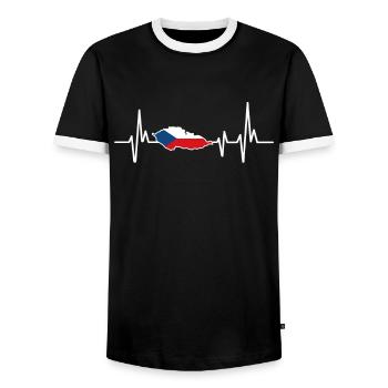 Heartbeat Design Drapeau tchèque - T-shirt contrasté Homme - noir/blanc - Devant - AI Model Female 172 light (172cm) & AI Model Male 178 light (178cm)