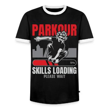 Parkour Freies Laufen Traceur Freestyle Sport - Männer Kontrast-T-Shirt - Schwarz/Weiß - Vorne - AI Model Female 172 light (172cm) & AI Model Male 178 light (178cm)