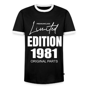 Édition limitée 1981 - T-shirt contrasté Homme - noir/blanc - Devant - AI Model Female 172 light (172cm) & AI Model Male 178 light (178cm)