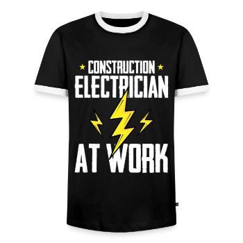 Electrician Electrical Engineer Electronics Technician - Men's Ringer Shirt - black/white - Front - AI Model Female 172 light (172cm) & AI Model Male 178 light (178cm)