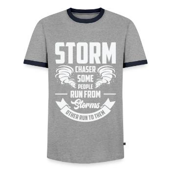 Storm Hunter Tornados Storm Chaser Cadeau - T-shirt contrasté Homme - gris/marine  - Devant - AI Model Female 172 light (172cm) & AI Model Male 178 light (178cm)