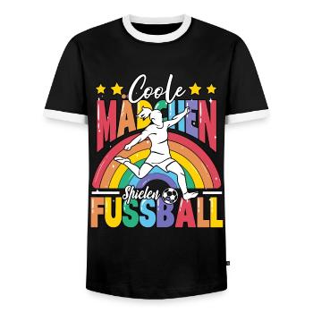 Fußball Coole Mädchen spielen Fußball - Männer Kontrast-T-Shirt - Schwarz/Weiß - Vorne - AI Model Female 172 light (172cm) & AI Model Male 178 light (178cm)