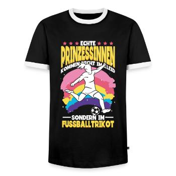 Fußball Echte Prinzessinnen tragen Fussball Trikot - Männer Kontrast-T-Shirt - Schwarz/Weiß - Vorne - AI Model Female 172 light (172cm) & AI Model Male 178 light (178cm)