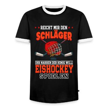 Eishockey - Männer Kontrast-T-Shirt - Schwarz/Weiß - Vorne - AI Model Female 172 light (172cm) & AI Model Male 178 light (178cm)