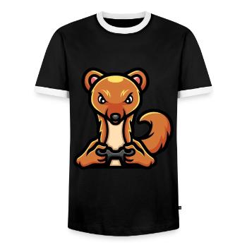 Lustiger Honigdachs Gamer Videospiel - Männer Kontrast-T-Shirt - Schwarz/Weiß - Vorne - AI Model Female 172 light (172cm) & AI Model Male 178 light (178cm)