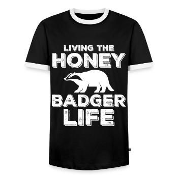Funny honey badger - Men's Ringer Shirt - black/white - Front - AI Model Female 172 light (172cm) & AI Model Male 178 light (178cm)