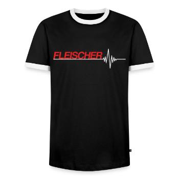 Fleischer - Männer Kontrast-T-Shirt - Schwarz/Weiß - Vorne - AI Model Female 172 light (172cm) & AI Model Male 178 light (178cm)