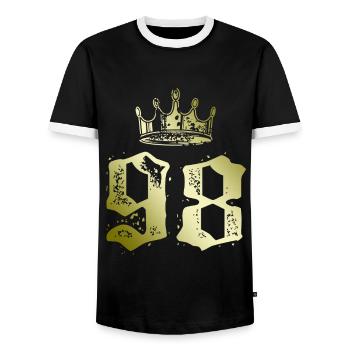 98 Couronne numérique - T-shirt contrasté Homme - noir/blanc - Devant - AI Model Female 172 light (172cm) & AI Model Male 178 light (178cm)